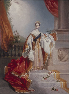 Portrait of Queen Victoria on the occasion of her speech at the House of Lords where she prorogated the Parliament of the United Kingdom in July 1837